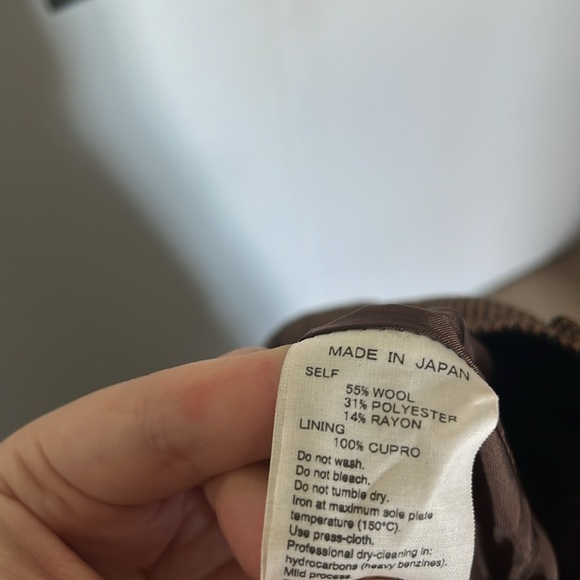 Brown Houndstooth Wool Blend Pleated Pants Women Size 38 - Picture 5 of 6